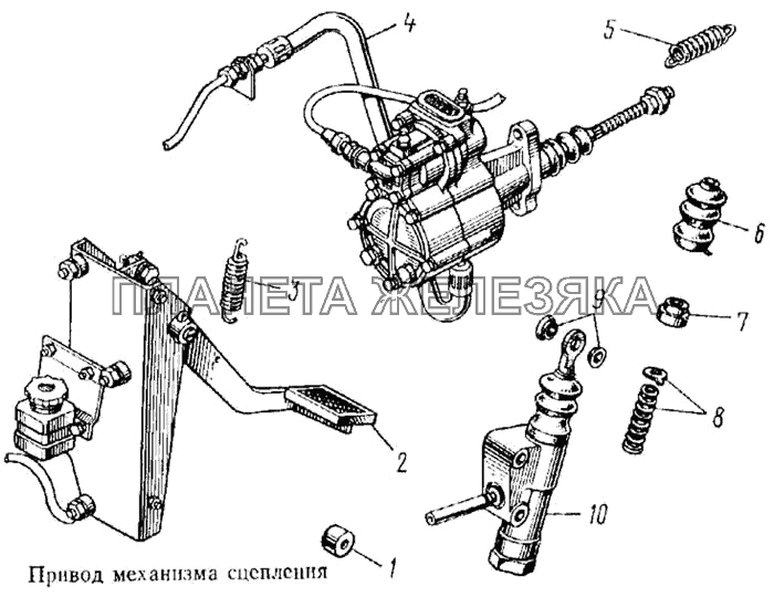Привод механизма сцепления КамАЗ-5315
