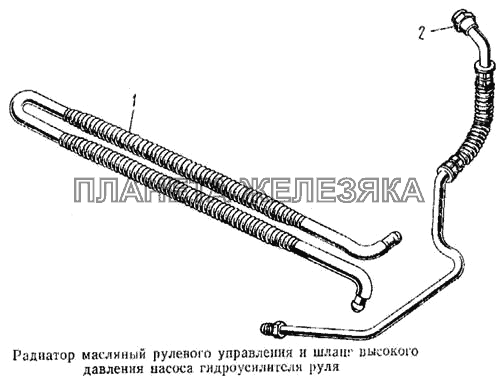 Радиатор масляный рулевого управления и шланг высокого давления насоса гидроусилителя руля КамАЗ-5315