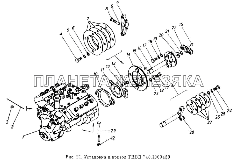 Установка и привод ТНВД КамАЗ-53212