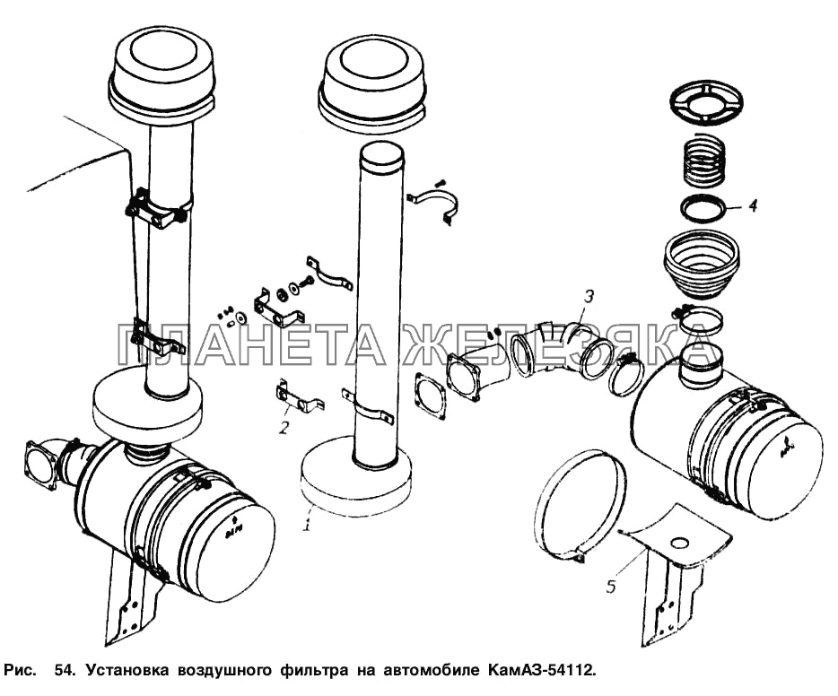 Установка воздушного фильтра на автомобиле КамАЗ-54112 КамАЗ-54112
