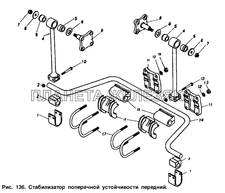 Стабилизатор поперечной устойчивости передний Общий (см. мод-ции)