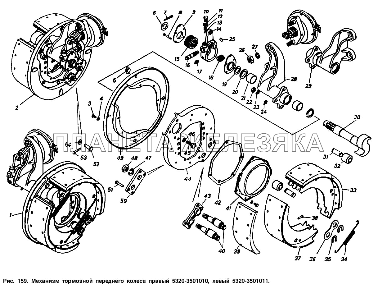Механизм тормозной переднего колеса правый и левый КамАЗ-5320