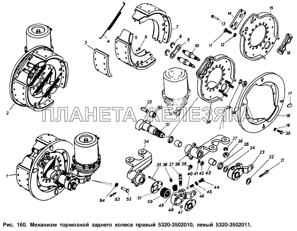 Механизм тормозной заднего колеса правый и левый Общий (см. мод-ции)