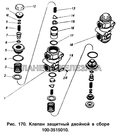 Клапан защитный двойной в сборе КамАЗ-53212