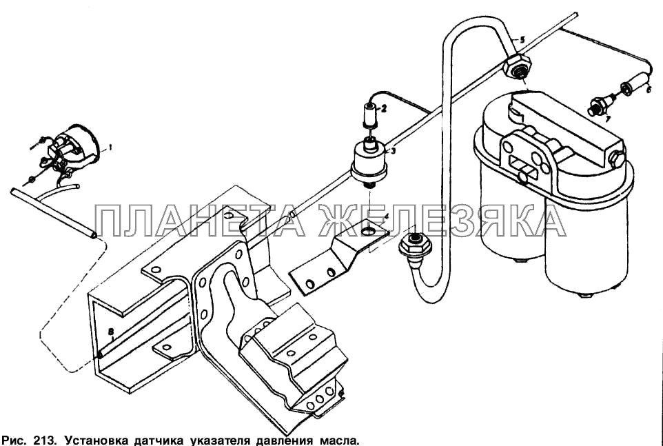 Установка датчика указателя давления масла КамАЗ-54112