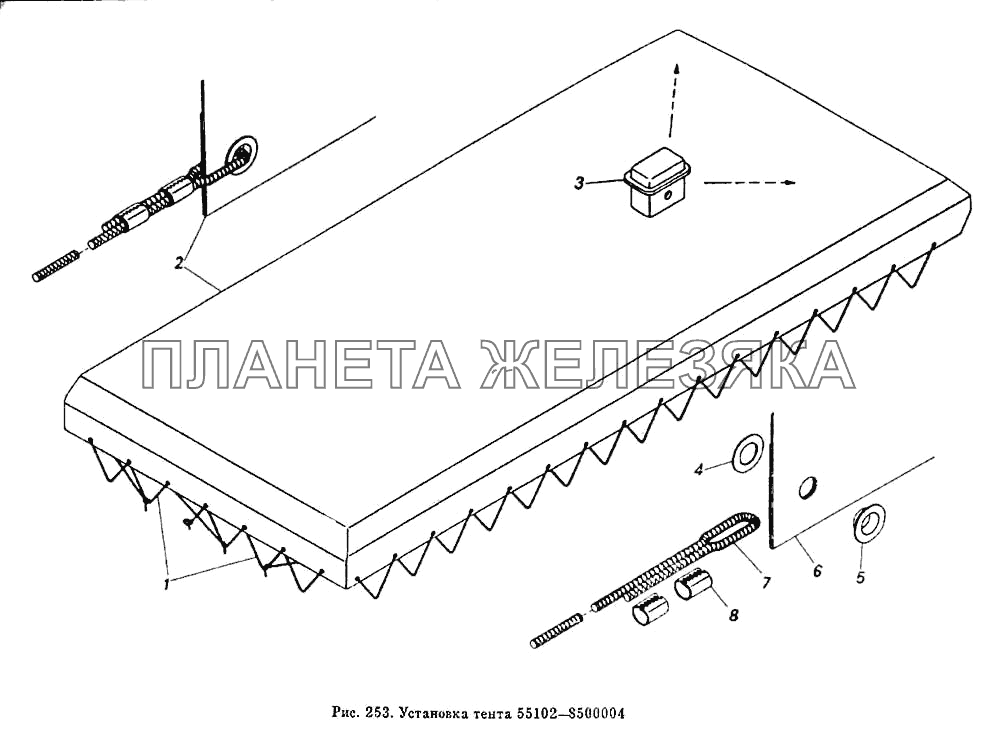 Установка тента 55102-8500004 КамАЗ-5320