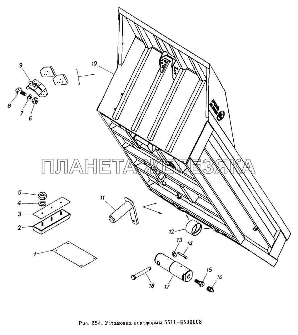 Установка платформы 5511-8500008 КамАЗ-5511