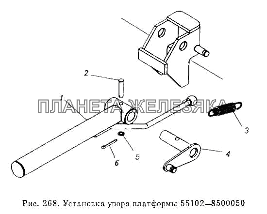 Установка упора платформы 55102-8500050 КамАЗ-53212