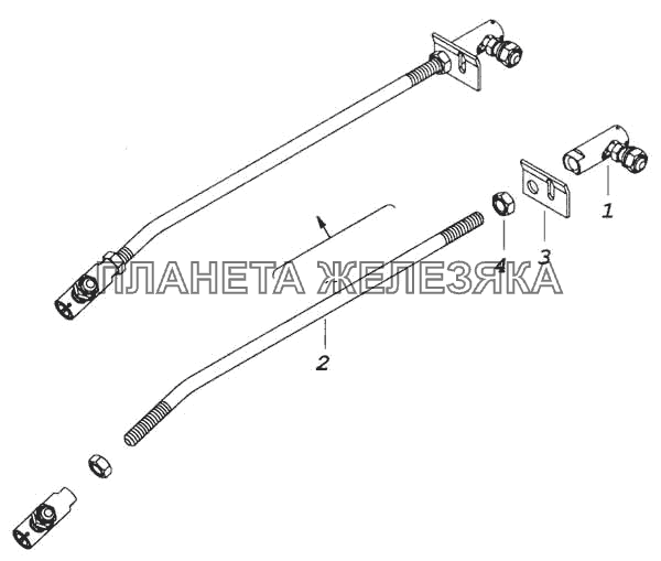 Тяга привода управления регулятором КамАЗ-53228, 65111