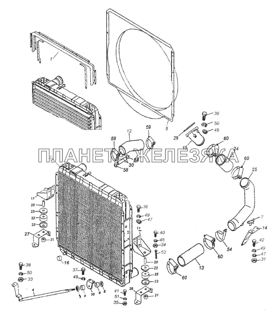 Установка радиатора КамАЗ-53228, 65111