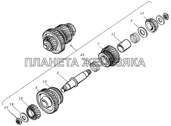 Вал промежуточный раздаточной коробки КамАЗ-53228, 65111 Вал промежуточный раздаточной коробки КамАЗ-53228, 65111