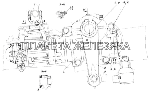 Установка рулевого механизма КамАЗ-53228, 65111