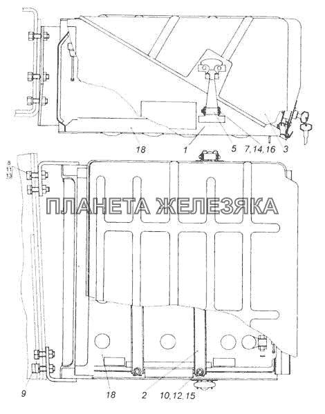 Установка аккумуляторных батарей КамАЗ-53228, 65111