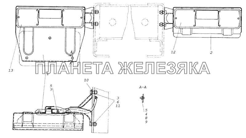 Установка задних фонарей КамАЗ-53228, 65111