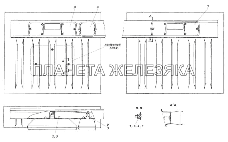 Установка задних фонарей КамАЗ-53228, 65111