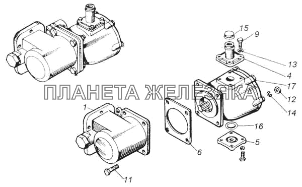 Коробка отбора мощности с насосом КамАЗ-53228, 65111