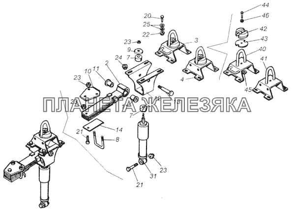 Установка задней подвески КамАЗ-53228, 65111