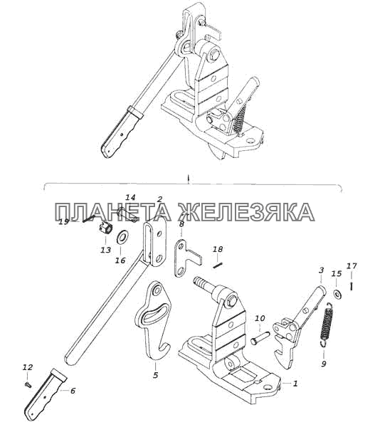 Запор кабины правый КамАЗ-53228, 65111