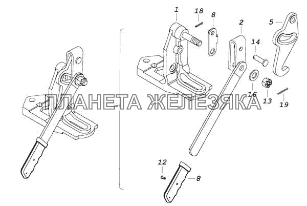 Запор кабины левый КамАЗ-53228, 65111