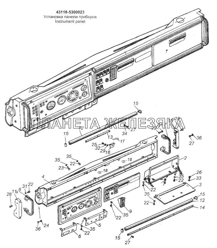Установка панели приборов КамАЗ-53228, 65111