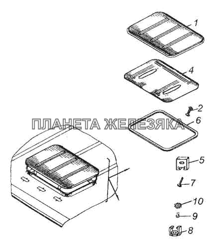 Установка вентиляционного люка крыши КамАЗ-53228, 65111