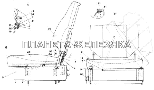 Сиденье пассажирское с ящиком КамАЗ-53228, 65111