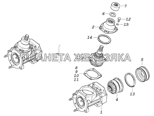 Редуктор угловой механизма рулевого управления КамАЗ-53228, 65111