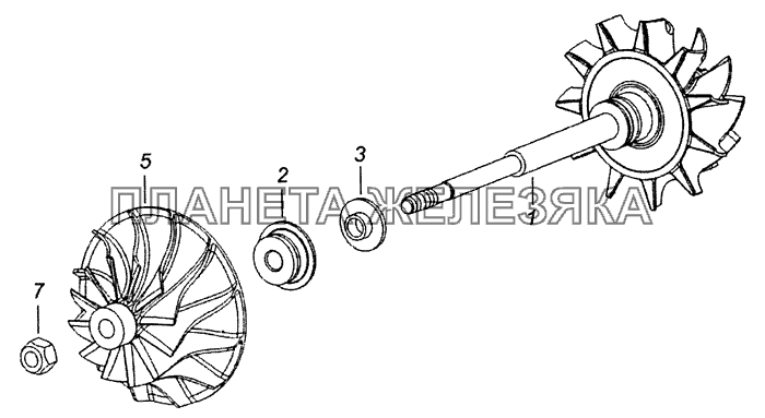 7405.1118080 Ротор с колесом компрессора КамАЗ-53229 (Евро 2)