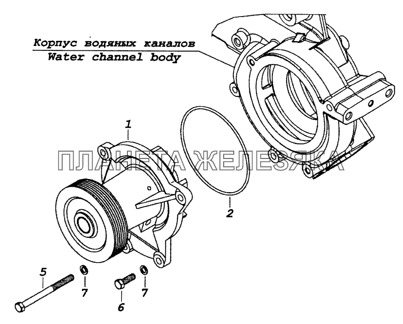 7406.1307005 Установка водяного насоса КамАЗ-53229 (Евро 2)