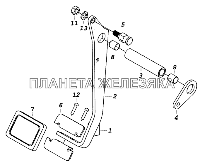 6460-1602010 Педаль сцепления КамАЗ-53229 (Евро 2)