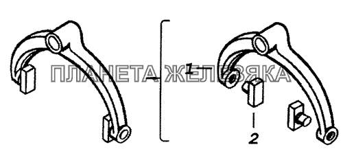 14.1702026 Вилка переключения 2-ой и 3-ей передач КамАЗ-53229 (Евро 2)