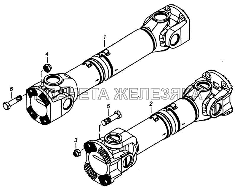 53205-2200001-10 Установка карданных валов КамАЗ-53229 (Евро 2)