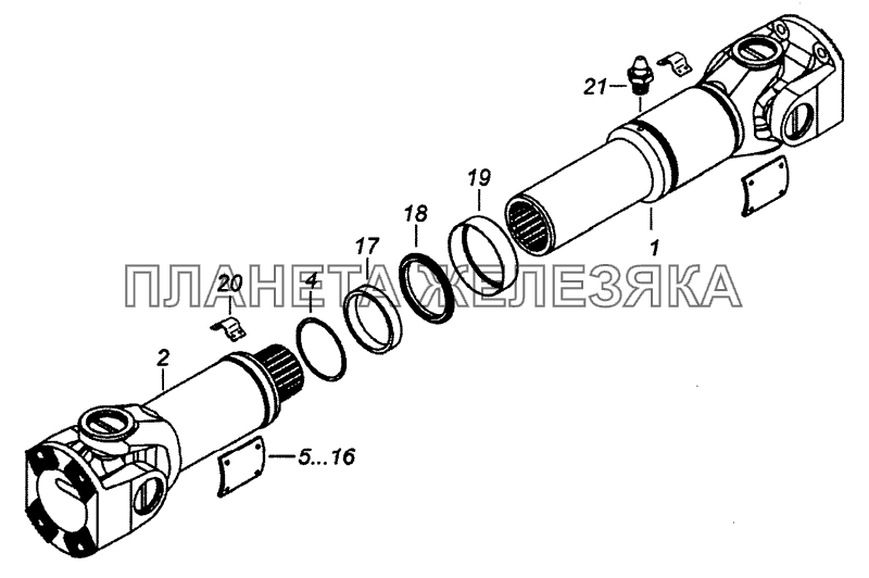 53205-2201011-10 Вал карданный заднего моста КамАЗ-53229 (Евро 2)