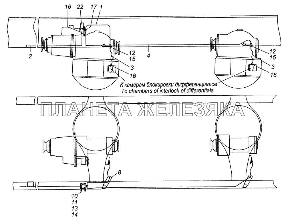 65115-2411020 Привод блокировки межколесных дифференциалов КамАЗ-53229 (Евро 2)