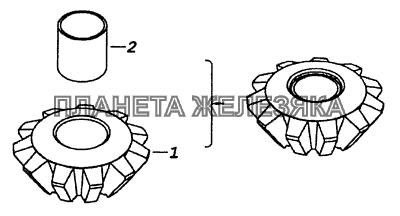 53212-2506054 Сателлит межосевого дифференциала с втулкой КамАЗ-53229 (Евро 2)