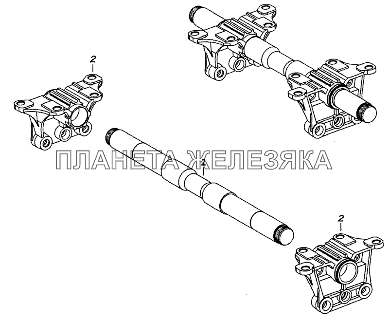 5511-2918050 Ось балансирной подвески с кронштейнами КамАЗ-53229 (Евро 2)