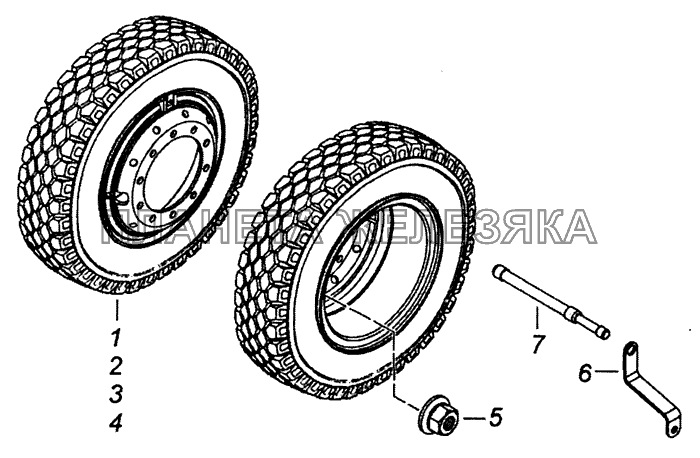 53215-3101003 Установка сдвоенных колес КамАЗ-53229 (Евро 2)