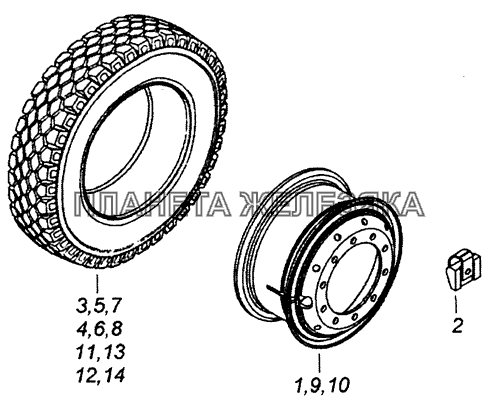 65115-3101011-50 Колесо 7,5-20 с шиной КамАЗ-53229 (Евро 2)