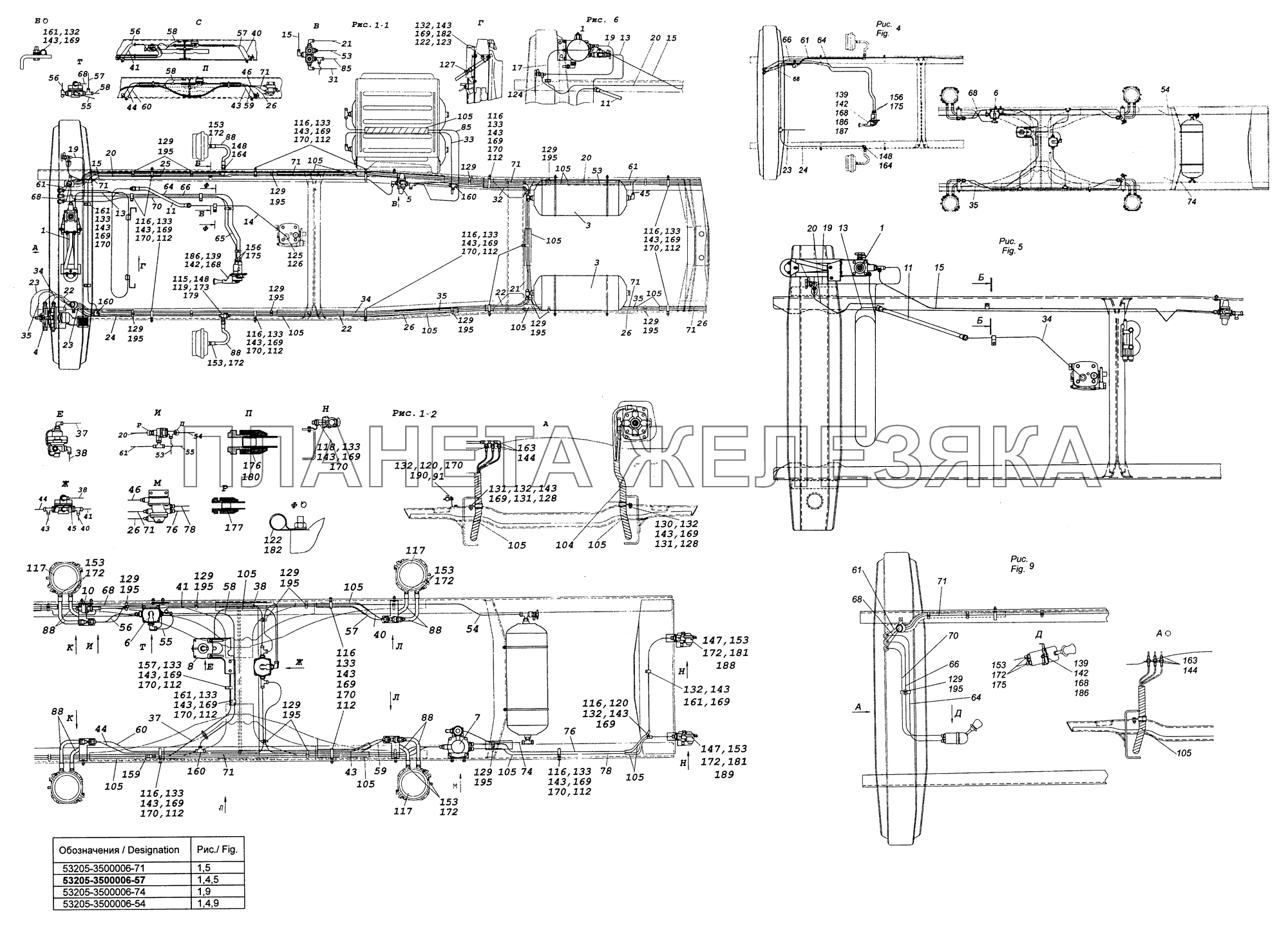 53205-3500006-71 Установка пневмотормозов КамАЗ-53229 (Евро 2)