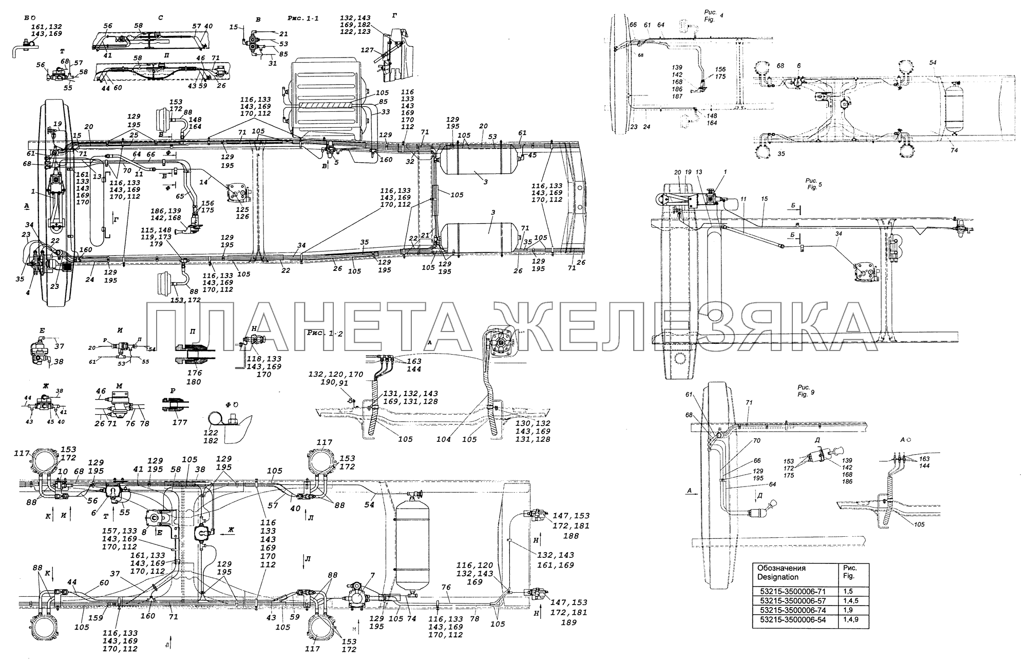 53215-3500006-71 Установка пневмотормозов КамАЗ-53229 (Евро 2)