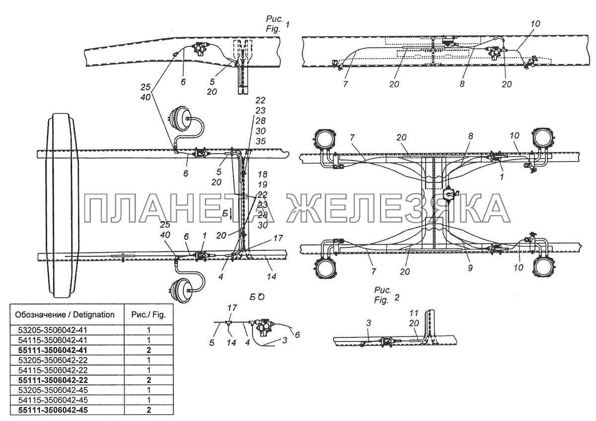 53205-3506042-41 Установка пневмоуправления системой АБС КамАЗ-53229 (Евро 2)