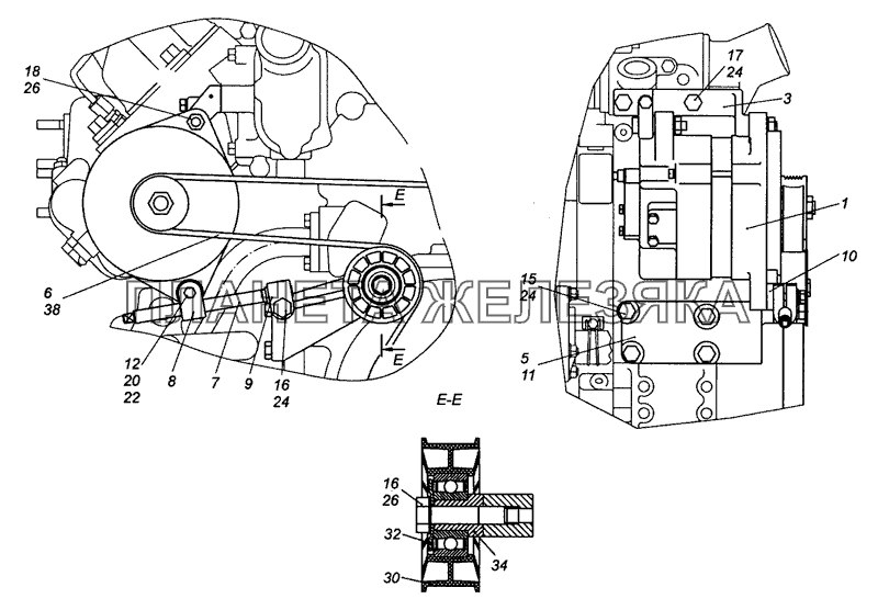 7406.3701002-20 Установка генератора КамАЗ-53229 (Евро 2)