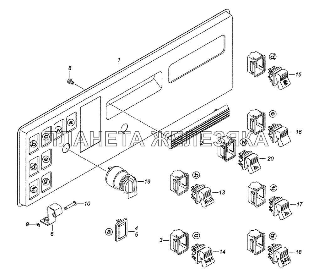 53229-3710428-50 Панель выключателей КамАЗ-53229 (Евро 2)