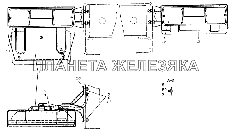 5410-3716002 Установка задних фонарей КамАЗ-53229 (Евро 2)