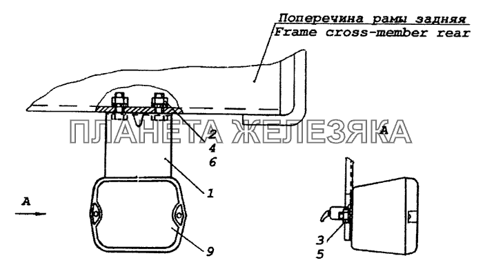 54112-3716006 Установка фонаря заднего хода КамАЗ-53229 (Евро 2)