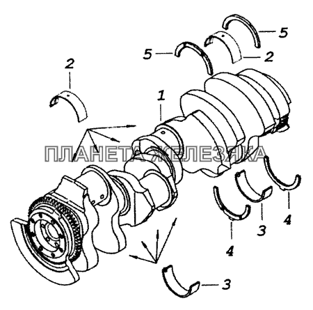 740.13-1005007-20 Установка вала коленчатого КамАЗ-53229 (Евро 2)