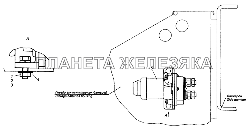 5320-3737001-01 Установка малогабаритного выключателя массы КамАЗ-53229 (Евро 2)