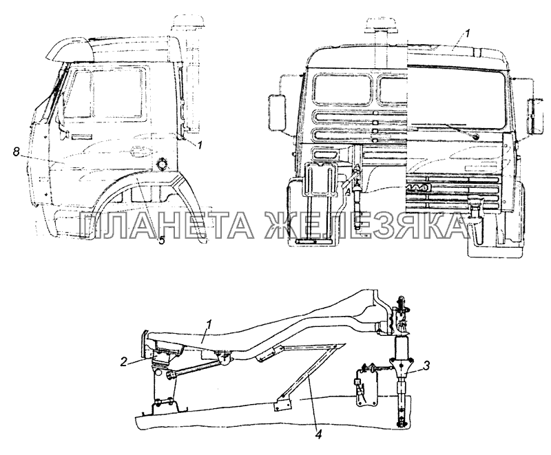 53205-5000006-93 Установка кабины с оперением КамАЗ-53229 (Евро 2)