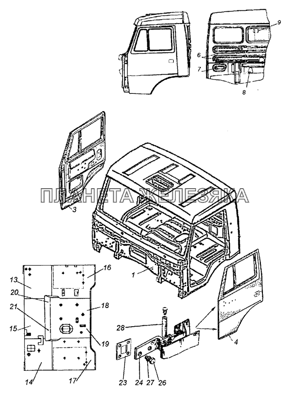 43114-5000014-83 Кабина с дверями окрашенная КамАЗ-53229 (Евро 2)