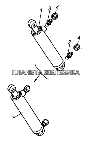 4310-5003014 Цилиндр опрокидывающего механизма кабины КамАЗ-53229 (Евро 2)